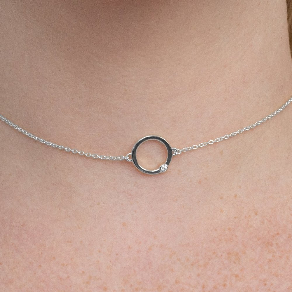 Cyclical Choker with Lab Grown Diamond - Sterling Silver
